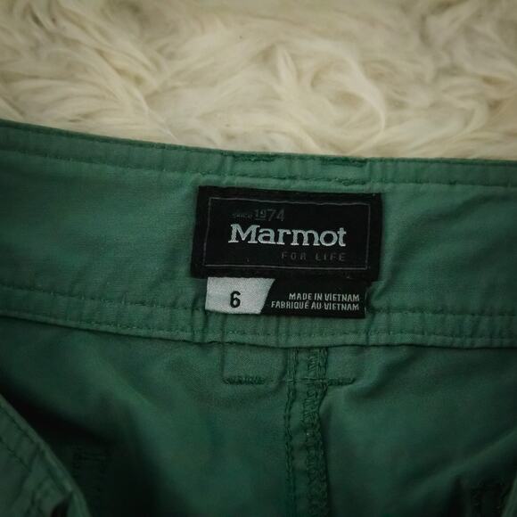 Marmot Size 6 Green Button Zip Convertible Roll Hem Active Outdoor Nylon Pants - Picture 7 of 10